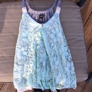 Laced mint tank top